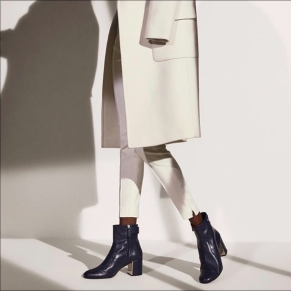 Massimo Dutti Blue Leather Ankle Boots - Picture 1 of 10